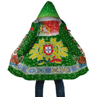 Portugal Christmas Cloak with Green Red Santa Ship Tree and Coat of Arms - Wonder Print Shop