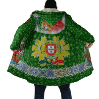 Portugal Christmas Cloak with Green Red Santa Ship Tree and Coat of Arms - Wonder Print Shop