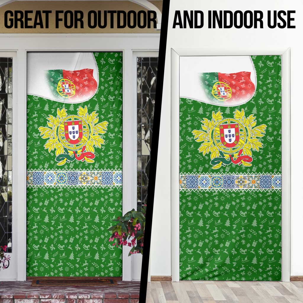 Portugal Christmas Door Cover with Green Red Santa Ship Tree and Coat of Arms - Wonder Print Shop