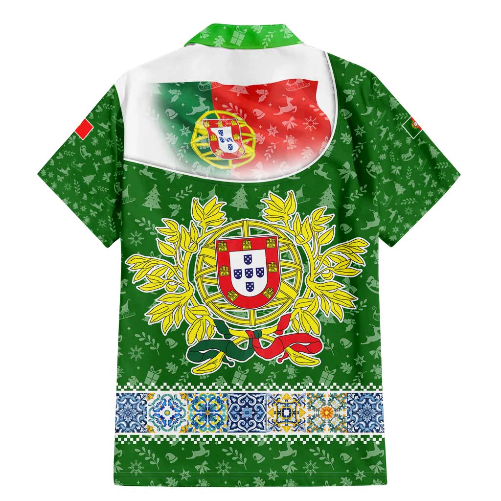 Portugal Christmas Family Matching Mermaid Dress and Hawaiian Shirt with Green Red Santa Ship Tree and Coat of Arms - Wonder Print Shop