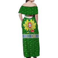 Portugal Christmas Family Matching Off Shoulder Maxi Dress and Hawaiian Shirt with Green Red Santa Ship Tree and Coat of Arms - Wonder Print Shop