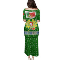 Portugal Christmas Family Matching Puletasi and Hawaiian Shirt with Green Red Santa Ship Tree and Coat of Arms - Wonder Print Shop