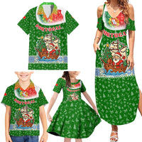Portugal Christmas Family Matching Summer Maxi Dress and Hawaiian Shirt with Green Red Santa Ship Tree and Coat of Arms - Wonder Print Shop