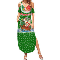 Portugal Christmas Family Matching Summer Maxi Dress and Hawaiian Shirt with Green Red Santa Ship Tree and Coat of Arms - Wonder Print Shop