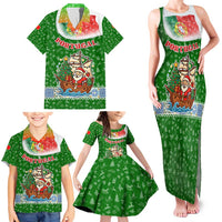Portugal Christmas Family Matching Tank Maxi Dress and Hawaiian Shirt with Green Red Santa Ship Tree and Coat of Arms - Wonder Print Shop