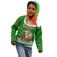 Portugal Christmas Kid Hoodie with Green Red Santa Ship Tree and Coat of Arms - Wonder Print Shop
