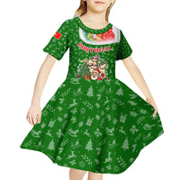 Portugal Christmas Kid Short Sleeve Dress with Green Red Santa Ship Tree and Coat of Arms - Wonder Print Shop