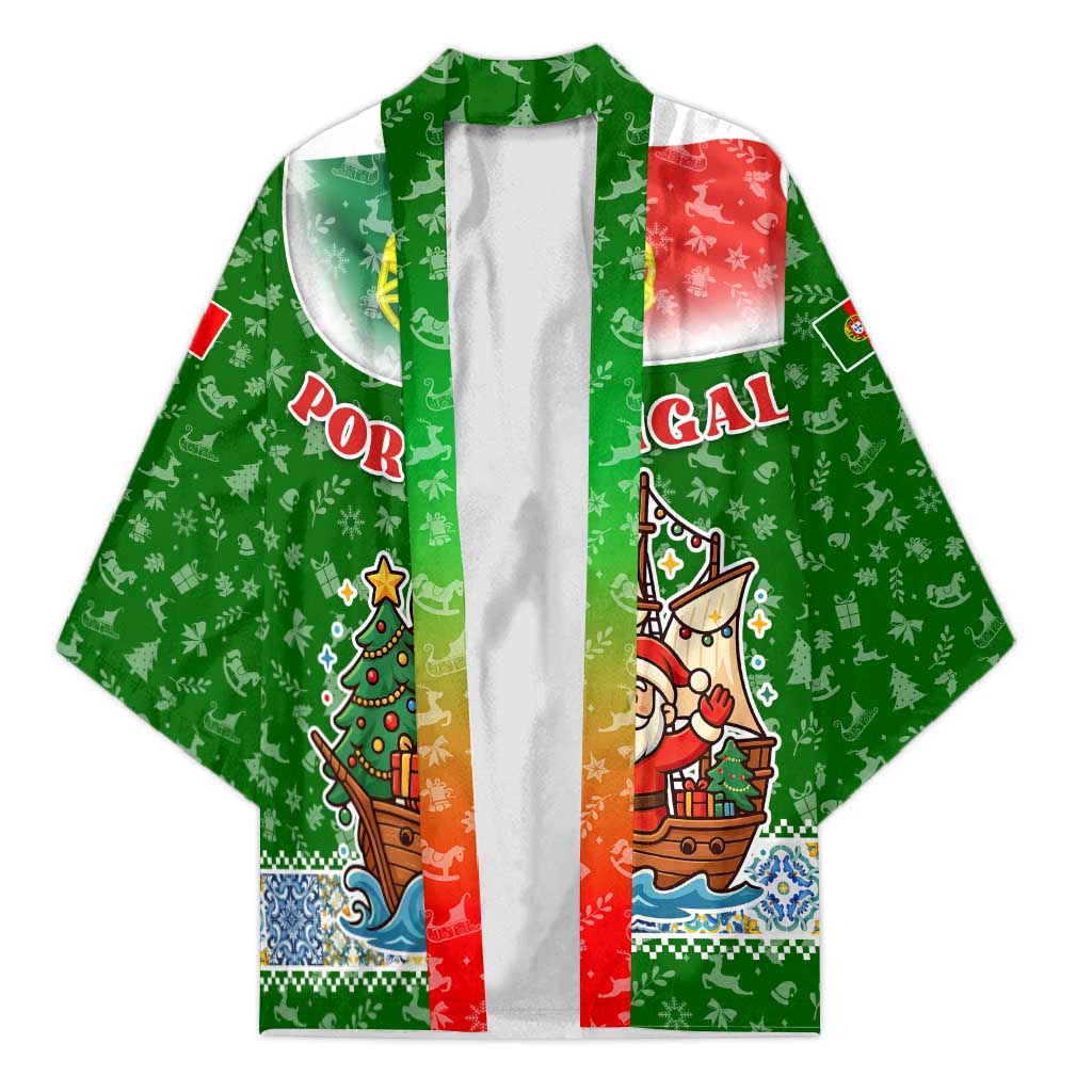 Portugal Christmas Kimono with Green Red Santa Ship Tree and Coat of Arms - Wonder Print Shop