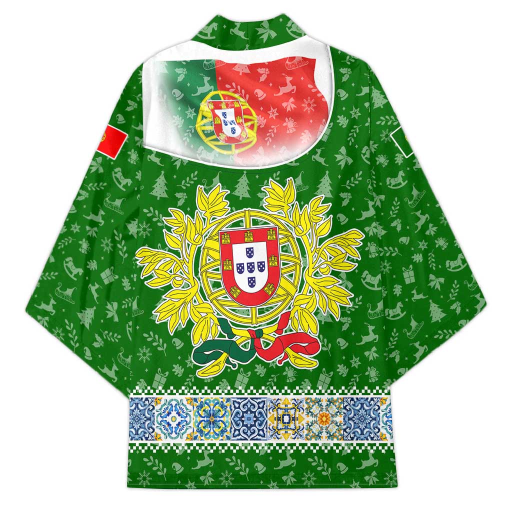 Portugal Christmas Kimono with Green Red Santa Ship Tree and Coat of Arms - Wonder Print Shop