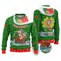 Portugal Christmas Ugly Christmas Sweater with Green Red Santa Ship Tree and Coat of Arms - Wonder Print Shop