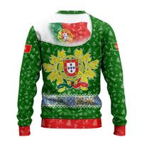 Portugal Christmas Ugly Christmas Sweater with Green Red Santa Ship Tree and Coat of Arms - Wonder Print Shop