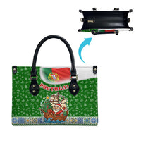 Portugal Christmas Leather Bag with Green Red Santa Ship Tree and Coat of Arms - Wonder Print Shop