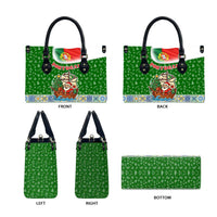 Portugal Christmas Leather Bag with Green Red Santa Ship Tree and Coat of Arms - Wonder Print Shop