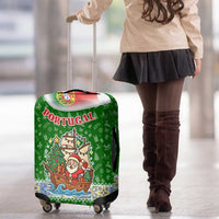 Portugal Christmas Luggage Cover with Green Red Santa Ship Tree and Coat of Arms - Wonder Print Shop