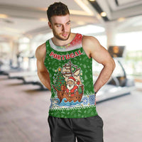 Portugal Christmas Men Tank Top with Green Red Santa Ship Tree and Coat of Arms - Wonder Print Shop