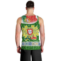 Portugal Christmas Men Tank Top with Green Red Santa Ship Tree and Coat of Arms - Wonder Print Shop