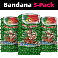 Portugal Christmas Neck Gaiter with Green Red Santa Ship Tree and Coat of Arms - Wonder Print Shop