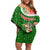 Portugal Christmas Off Shoulder Short Dress with Green Red Santa Ship Tree and Coat of Arms - Wonder Print Shop