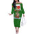 Portugal Christmas Off The Shoulder Long Sleeve Dress with Green Red Santa Ship Tree and Coat of Arms - Wonder Print Shop