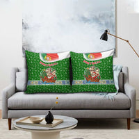 Portugal Christmas Pillow Cover with Green Red Santa Ship Tree and Coat of Arms - Wonder Print Shop