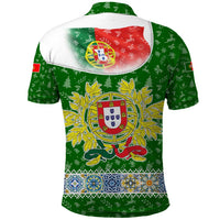 Portugal Christmas Polo Shirt with Green Red Santa Ship Tree and Coat of Arms - Wonder Print Shop