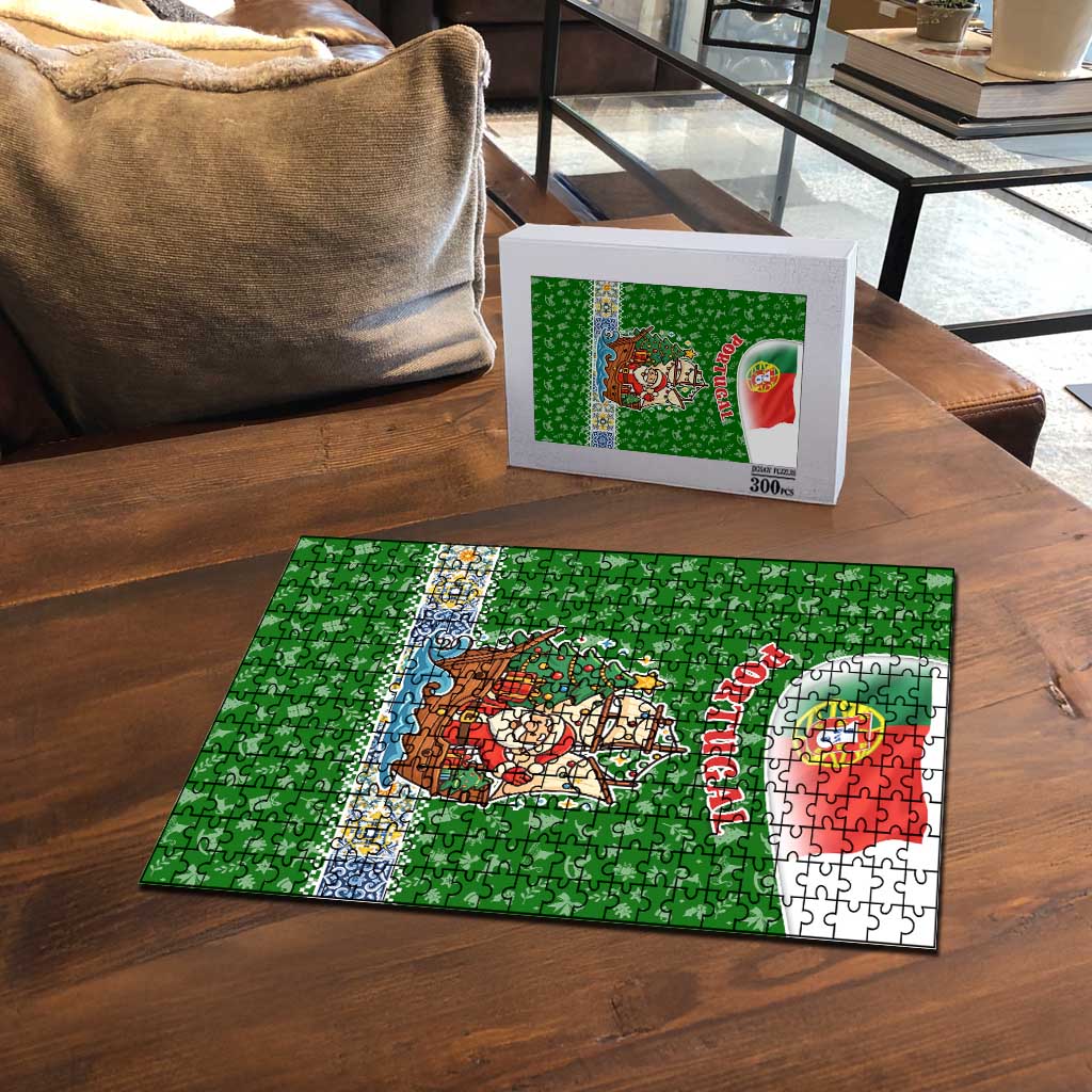 Portugal Christmas Puzzle with Green Red Santa Ship Tree and Coat of Arms - Wonder Print Shop