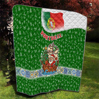Portugal Christmas Quilt with Green Red Santa Ship Tree and Coat of Arms - Wonder Print Shop