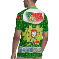 Portugal Christmas Rugby Jersey with Green Red Santa Ship Tree and Coat of Arms - Wonder Print Shop