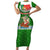 Portugal Christmas Short Sleeve Bodycon Dress with Green Red Santa Ship Tree and Coat of Arms - Wonder Print Shop
