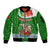 Portugal Christmas Sleeve Zip Bomber Jacket with Green Red Santa Ship Tree and Coat of Arms - Wonder Print Shop