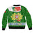Portugal Christmas Sleeve Zip Bomber Jacket with Green Red Santa Ship Tree and Coat of Arms - Wonder Print Shop