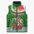 Portugal Christmas Sleeveless Puffer Jacket with Green Red Santa Ship Tree and Coat of Arms - Wonder Print Shop