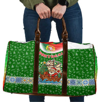 Portugal Christmas Travel Bag with Green Red Santa Ship Tree and Coat of Arms - Wonder Print Shop
