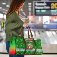 Portugal Christmas Travel Bag with Green Red Santa Ship Tree and Coat of Arms - Wonder Print Shop
