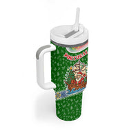 Portugal Christmas Tumbler With Handle with Green Red Santa Ship Tree and Coat of Arms - Wonder Print Shop