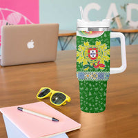 Portugal Christmas Tumbler With Handle with Green Red Santa Ship Tree and Coat of Arms - Wonder Print Shop
