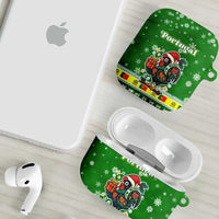 Portugal Christmas AirPods Case with Green Galo de Barcelos Rooster Santa Hat and Gift - Wonder Print Shop