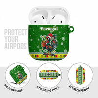 Portugal Christmas AirPods Case with Green Galo de Barcelos Rooster Santa Hat and Gift - Wonder Print Shop