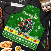 Portugal Christmas Apron with Green Galo de Barcelos Rooster Santa Hat and Gift - Wonder Print Shop