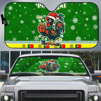 Portugal Christmas Auto Sun Shade with Green Galo de Barcelos Rooster Santa Hat and Gift - Wonder Print Shop