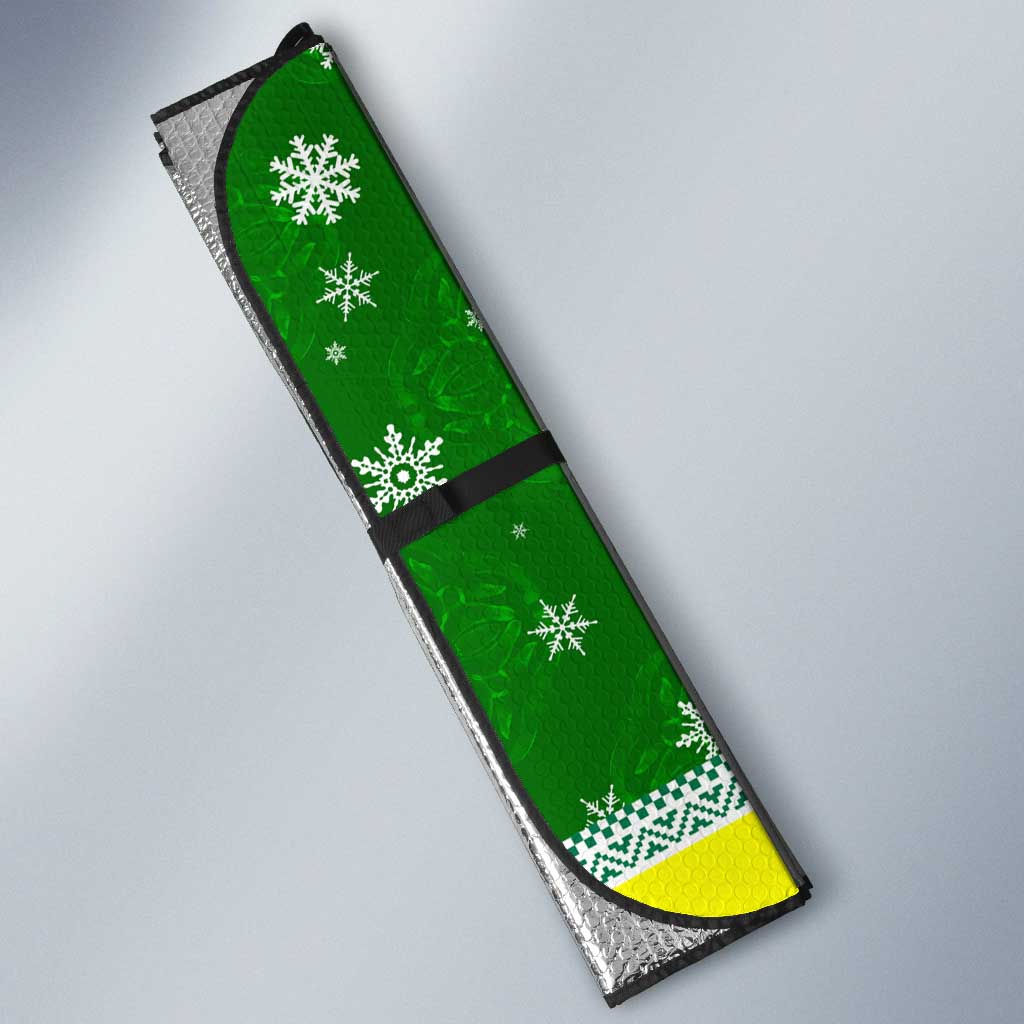 Portugal Christmas Auto Sun Shade with Green Galo de Barcelos Rooster Santa Hat and Gift - Wonder Print Shop