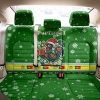 Portugal Christmas Back Car Seat Cover with Green Galo de Barcelos Rooster Santa Hat and Gift - Wonder Print Shop