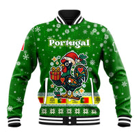 Portugal Christmas Baseball Jacket with Green Galo de Barcelos Rooster Santa Hat and Gift - Wonder Print Shop