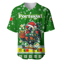 Portugal Christmas Baseball Jersey with Green Galo de Barcelos Rooster Santa Hat and Gift - Wonder Print Shop