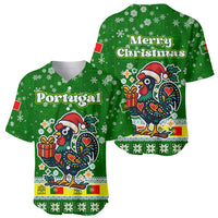 Portugal Christmas Baseball Jersey with Green Galo de Barcelos Rooster Santa Hat and Gift - Wonder Print Shop