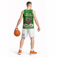 Portugal Christmas Basketball Jersey with Green Galo de Barcelos Rooster Santa Hat and Gift - Wonder Print Shop