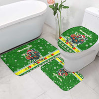 Portugal Christmas Bathroom Set with Green Galo de Barcelos Rooster Santa Hat and Gift - Wonder Print Shop