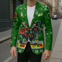 Portugal Christmas Blazer with Green Galo de Barcelos Rooster Santa Hat and Gift - Wonder Print Shop
