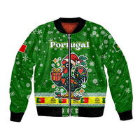 Portugal Christmas Bomber Jacket with Green Galo de Barcelos Rooster Santa Hat and Gift - Wonder Print Shop