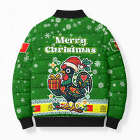 Portugal Christmas Bomber Puffer Jacket with Green Galo de Barcelos Rooster Santa Hat and Gift - Wonder Print Shop